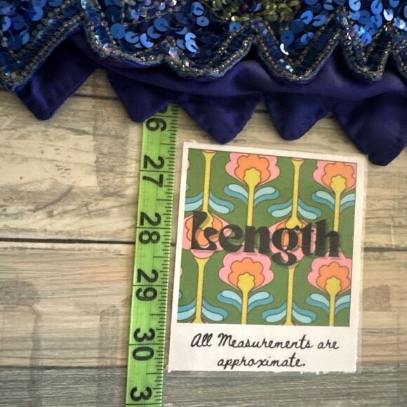 Jakelin Designs Beaded Sequin Top Large Silk Lined Geo Vintage 80s Glam Blue - Picture 12 of 14
